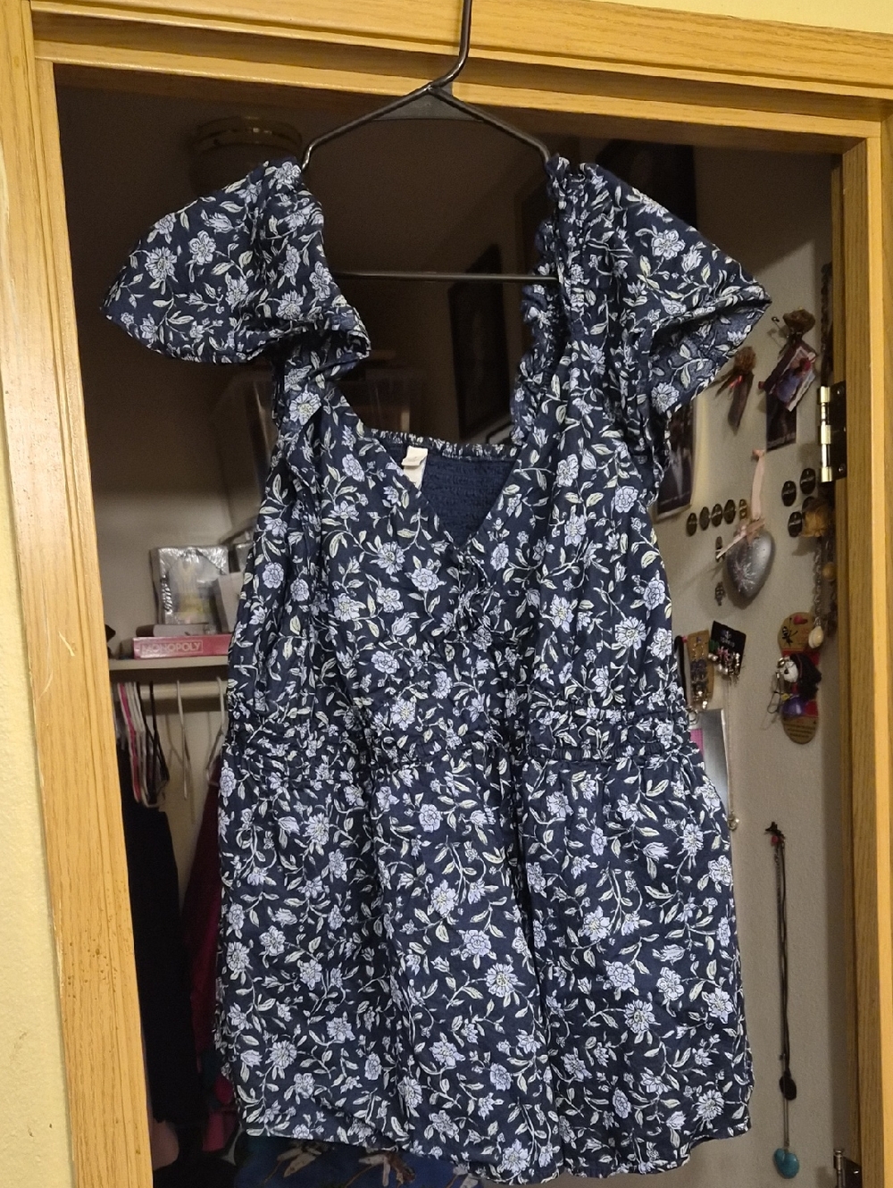 Floral Navy Tank Top with Ruffle Straps